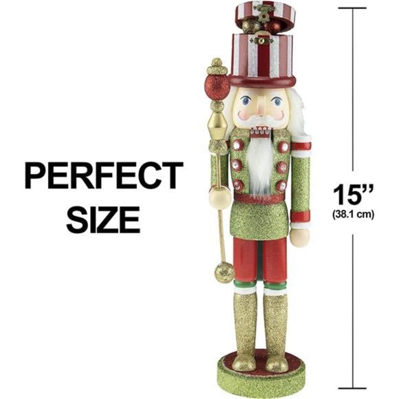 Traditional Wooden Nutcracker, Festive Christmas Decor Ornament 15 Inch - Picture 2 of 7